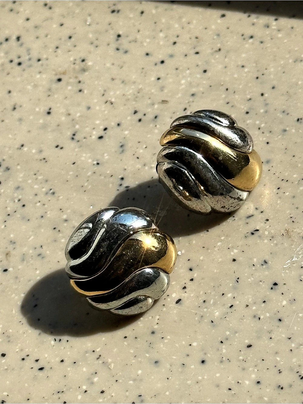 Vintage Givenchy Two-Tone Chunky Swirl Clip-On Earrings